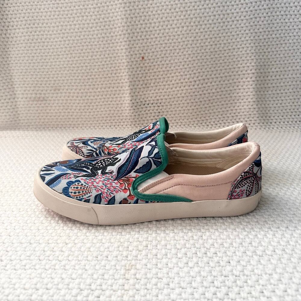 Inkkas Groove Green Blue Vibrant Colorful Print Canvas Slip On Sneakers 11 - Picture 5 of 9